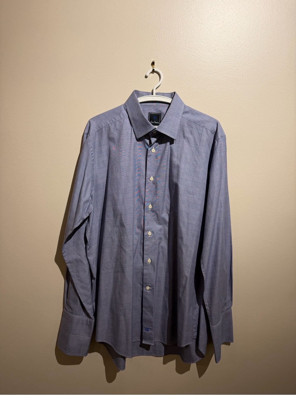 David‎ Donahue Trim Dress Shirt 17.5 34/35 100% Cotton Purple
